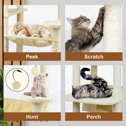 VaKa 184cm Road Cat Tree Tower Scratching Post Scratcher Condo with Big Hammock - Image 5
