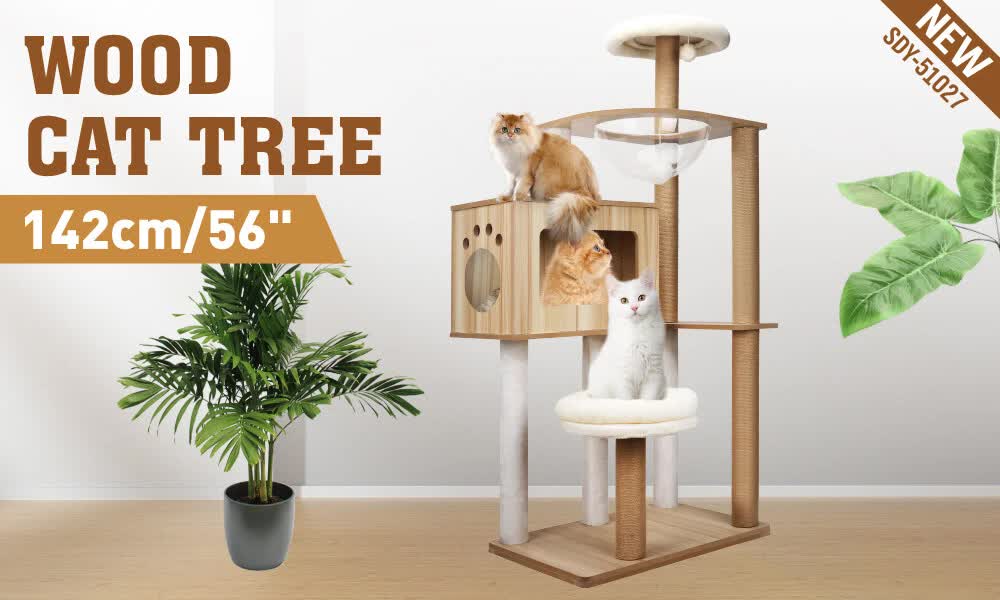 VaKa 1.42M Cat Tree Tower Scratching Post Scratcher Cats Condo House Bed Furniture - Image 2