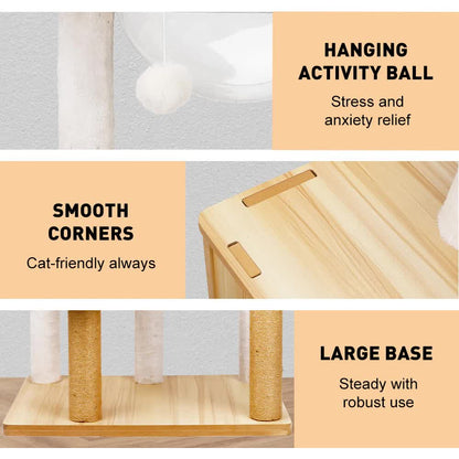 VaKa 1.42M Cat Tree Tower Scratching Post Scratcher Cats Condo House Bed Furniture - Image 5