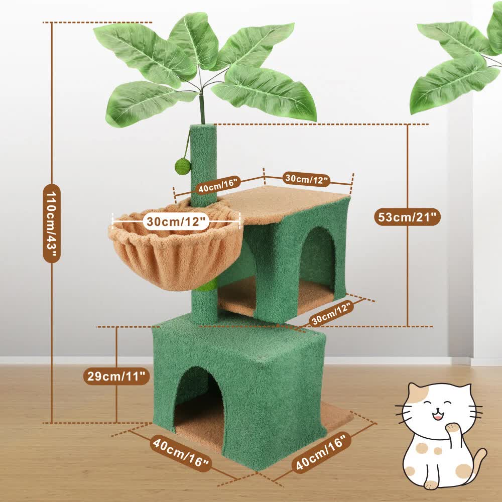 VaKa 1.1M Cat Tree Scratching Post Palm Tree Cat Post Dangling Balls Cat Toy - Image 3