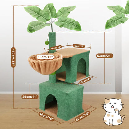 VaKa 1.1M Cat Tree Scratching Post Palm Tree Cat Post Dangling Balls Cat Toy - Image 3