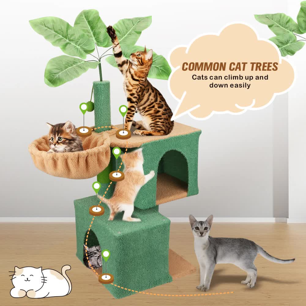 VaKa 1.1M Cat Tree Scratching Post Palm Tree Cat Post Dangling Balls Cat Toy - Image 4