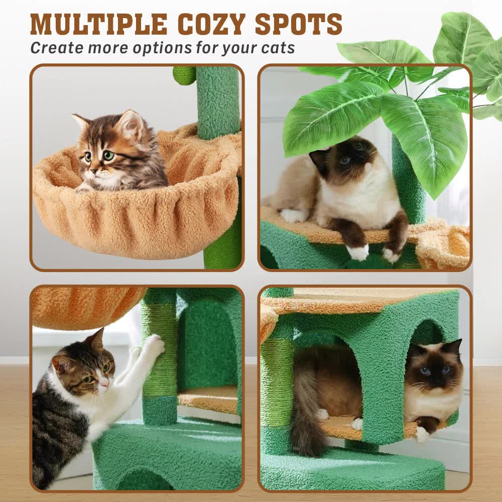 VaKa 1.1M Cat Tree Scratching Post Palm Tree Cat Post Dangling Balls Cat Toy - Image 5