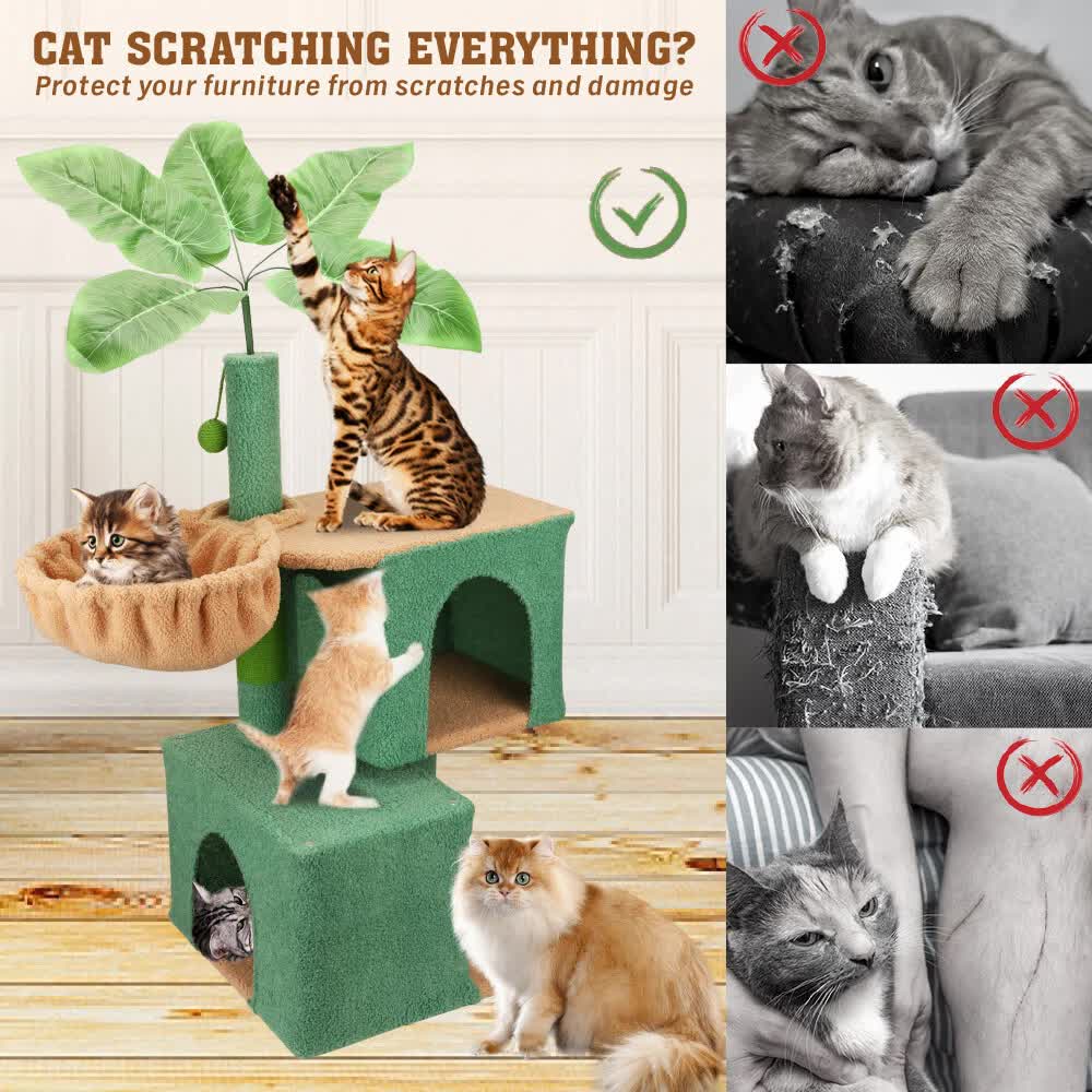 VaKa 1.1M Cat Tree Scratching Post Palm Tree Cat Post Dangling Balls Cat Toy - Image 6
