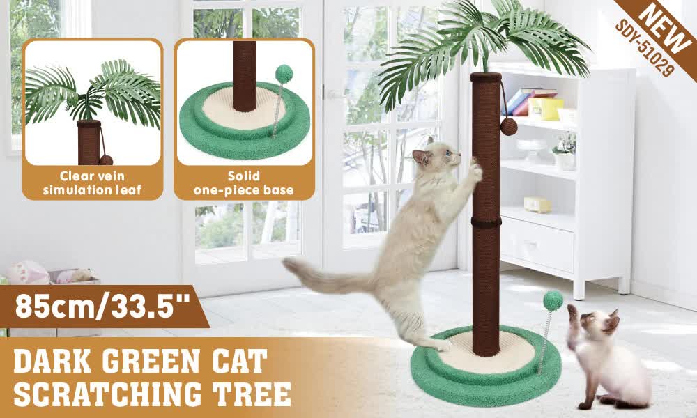 VaKa Cat Tree Scratching Post Large Palm Tree Cat Post Dangling Balls Cat Toy - Image 2