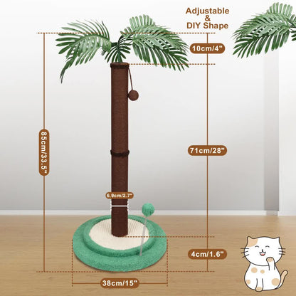 VaKa Cat Tree Scratching Post Large Palm Tree Cat Post Dangling Balls Cat Toy - Image 3