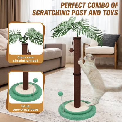 VaKa Cat Tree Scratching Post Large Palm Tree Cat Post Dangling Balls Cat Toy - Image 5