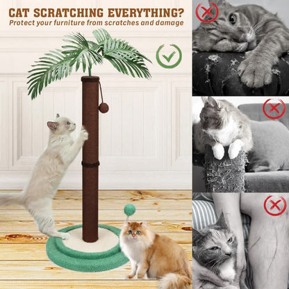 VaKa Cat Tree Scratching Post Large Palm Tree Cat Post Dangling Balls Cat Toy - Image 6