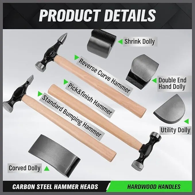 SWANLAKE GARDEN TOOLS 7 Piece Auto Body Repair Kit, Auto Body Tools, Auto Body Repair Tools with Carbon Steel Hammer Heads (SW-66076) - Image 3