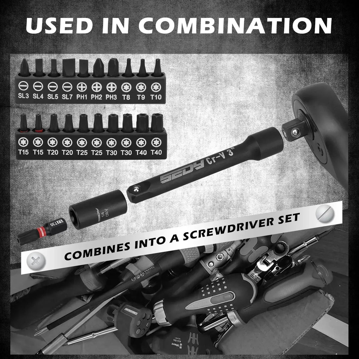 SWANLAKE 74Pcs Magnetic Nut Driver Set Impact Drill Socket Adapter Power Bit - Image 5