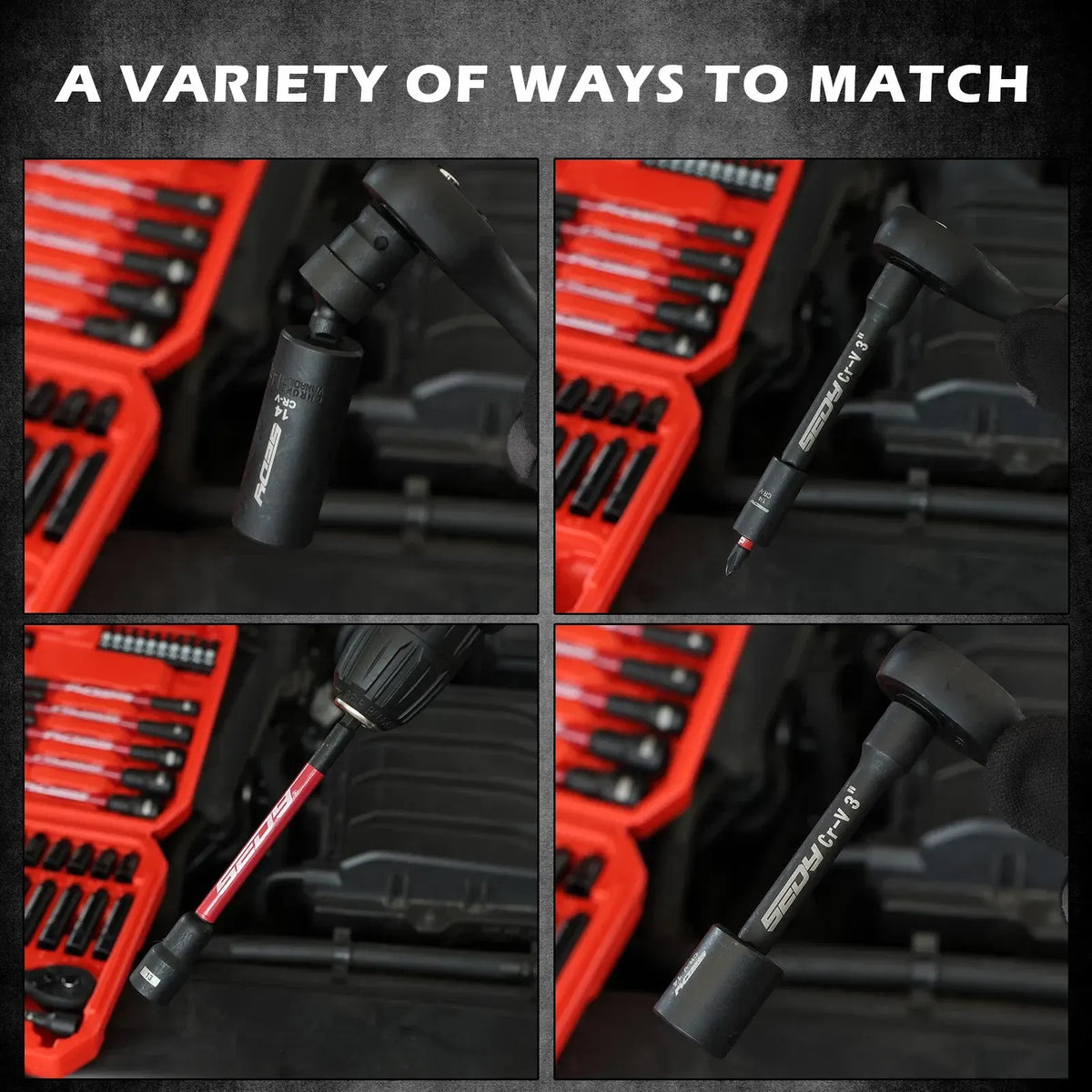 SWANLAKE 74Pcs Magnetic Nut Driver Set Impact Drill Socket Adapter Power Bit - Image 6