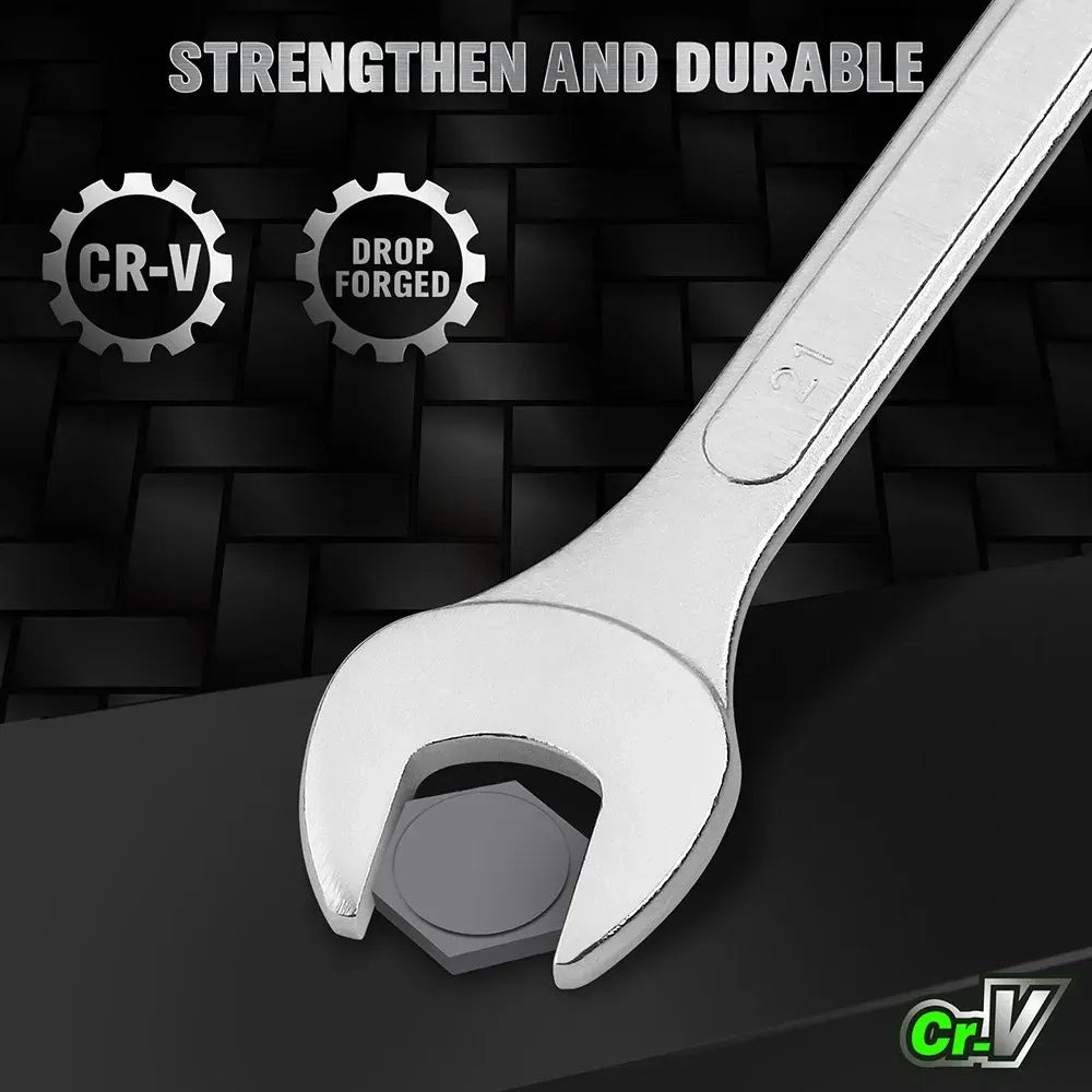 Swanlake 19Pc Stubby Spanner Set Metric 6-24mm Crv 12 Point Open End with Pouch - Image 3