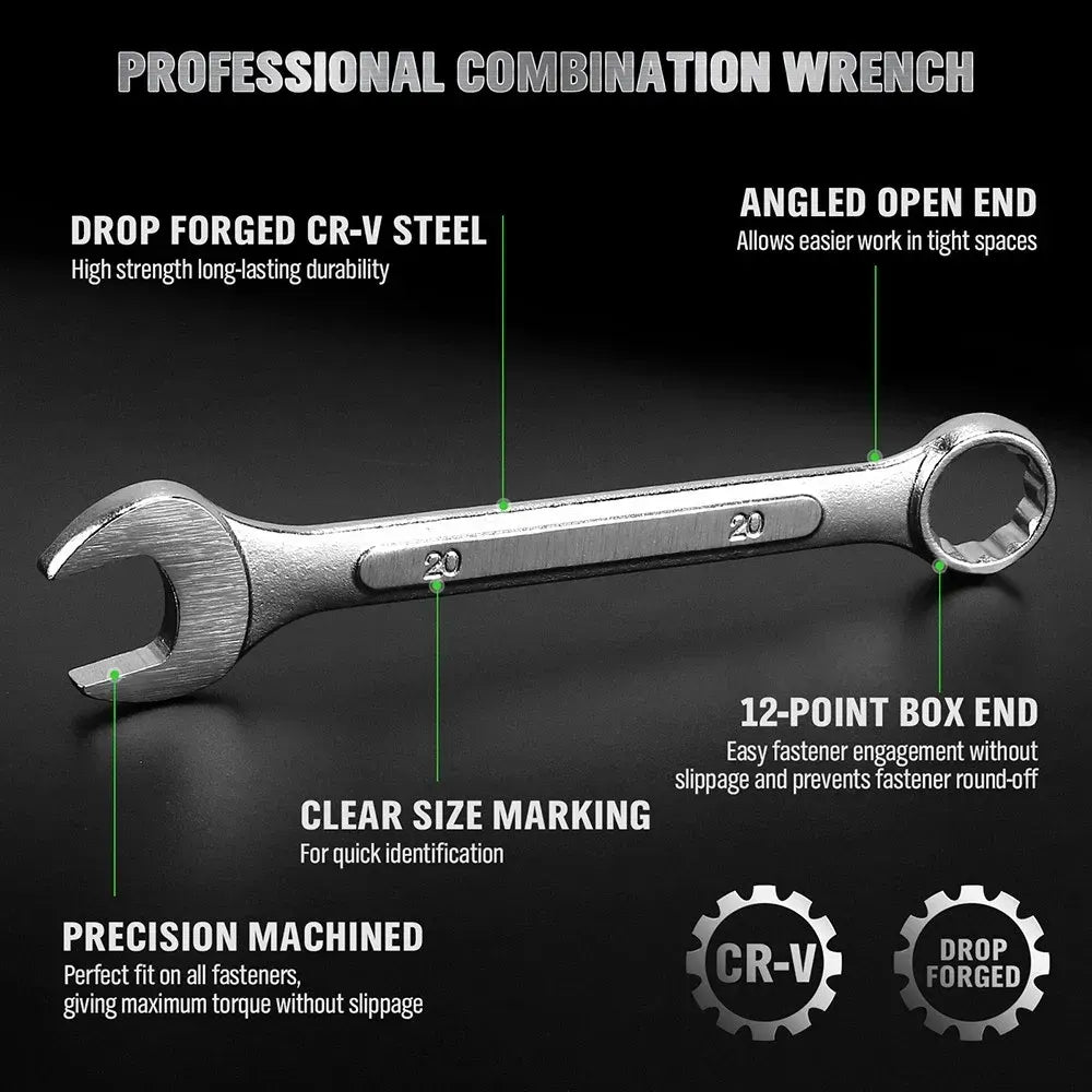 Swanlake 19Pc Stubby Spanner Set Metric 6-24mm Crv 12 Point Open End with Pouch - Image 5