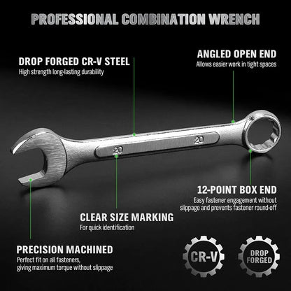 Swanlake 19Pc Stubby Spanner Set Metric 6-24mm Crv 12 Point Open End with Pouch - Image 5