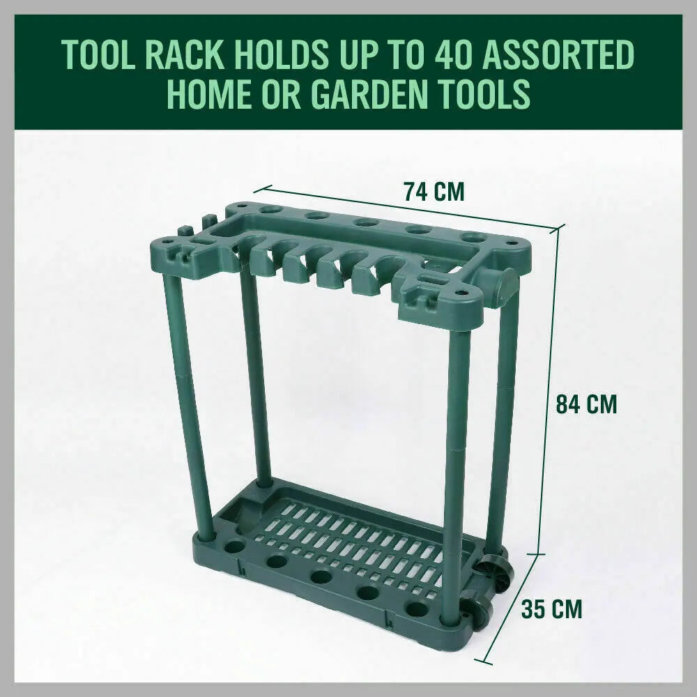 Rolling Garden Tools Storage Rack Long Short Handles Organizer Holders Fits 40 - Image 4