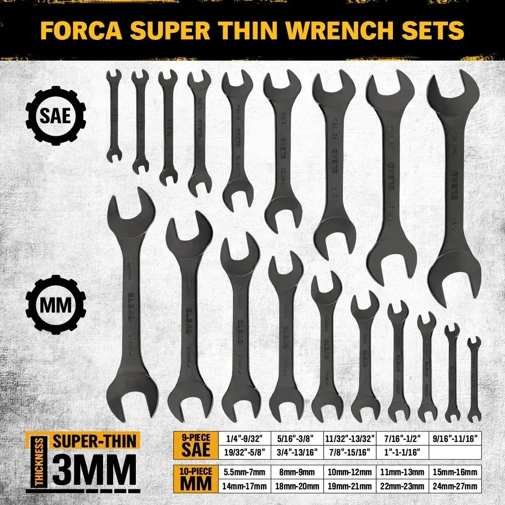 ELEAD 19Pcs 3mm Super Thin Wrench Set SAE Metric Chrome Vanadium Steel Tools - Image 2