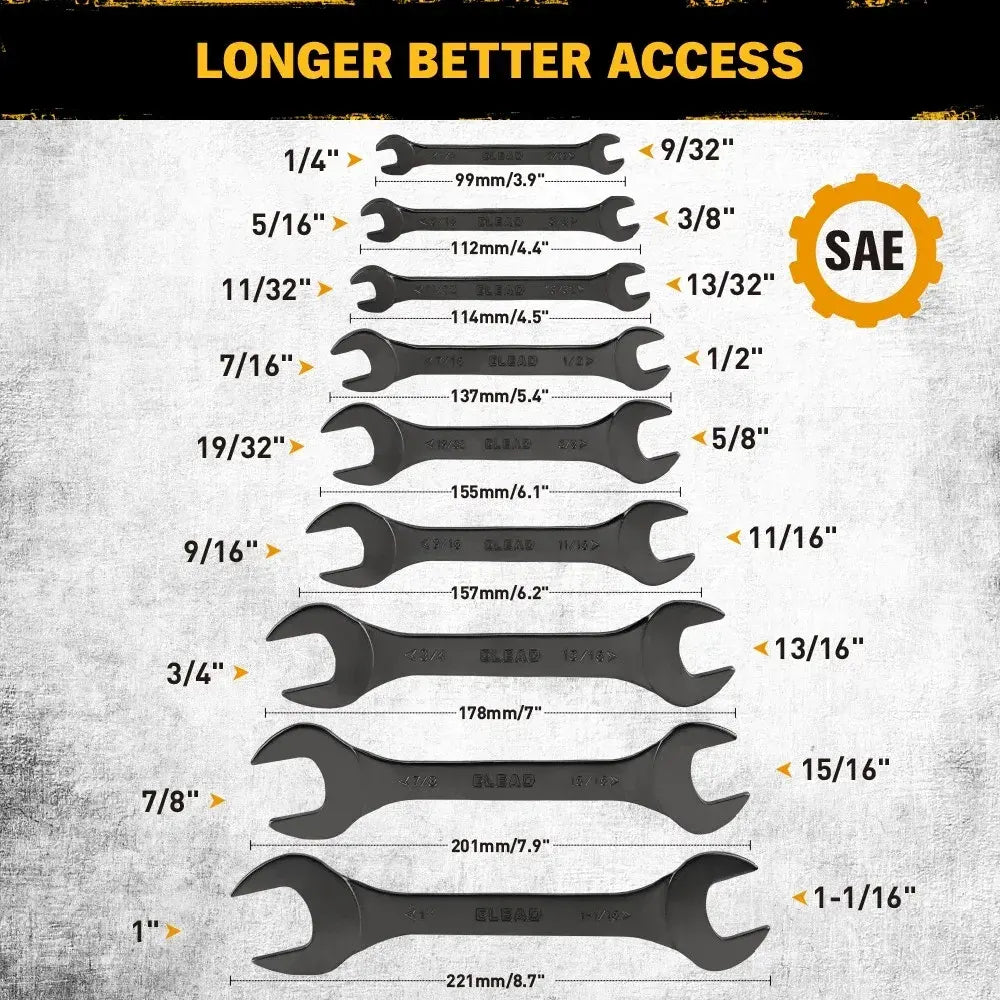 ELEAD 19Pcs 3mm Super Thin Wrench Set SAE Metric Chrome Vanadium Steel Tools - Image 3
