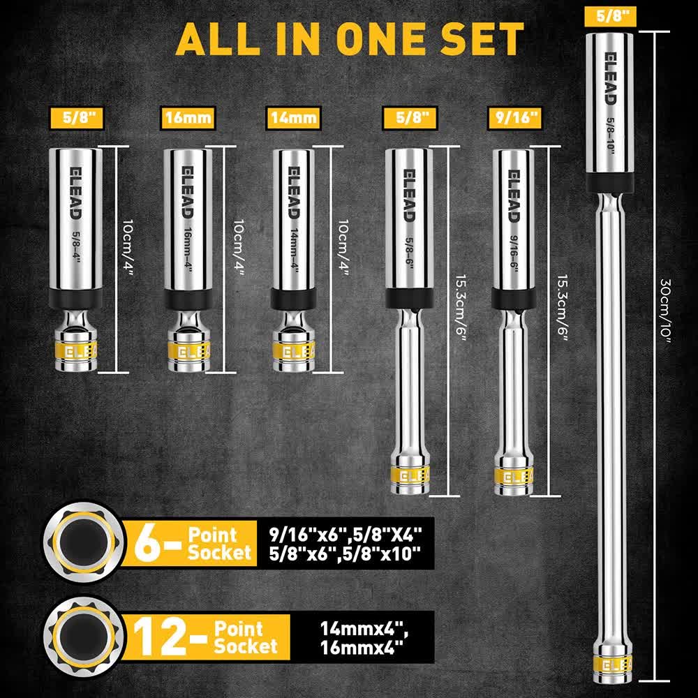8-Piece 3/8" Drive Magnetic Swivel Spark Plug Socket Set Spark Plug Removal Tool - Image 3