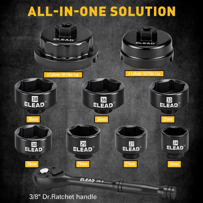 6Pcs 3/8" Drive Spark Plug Socket Set Spark Plug Gapper SAE & Metric CR-V Socket - Image 9