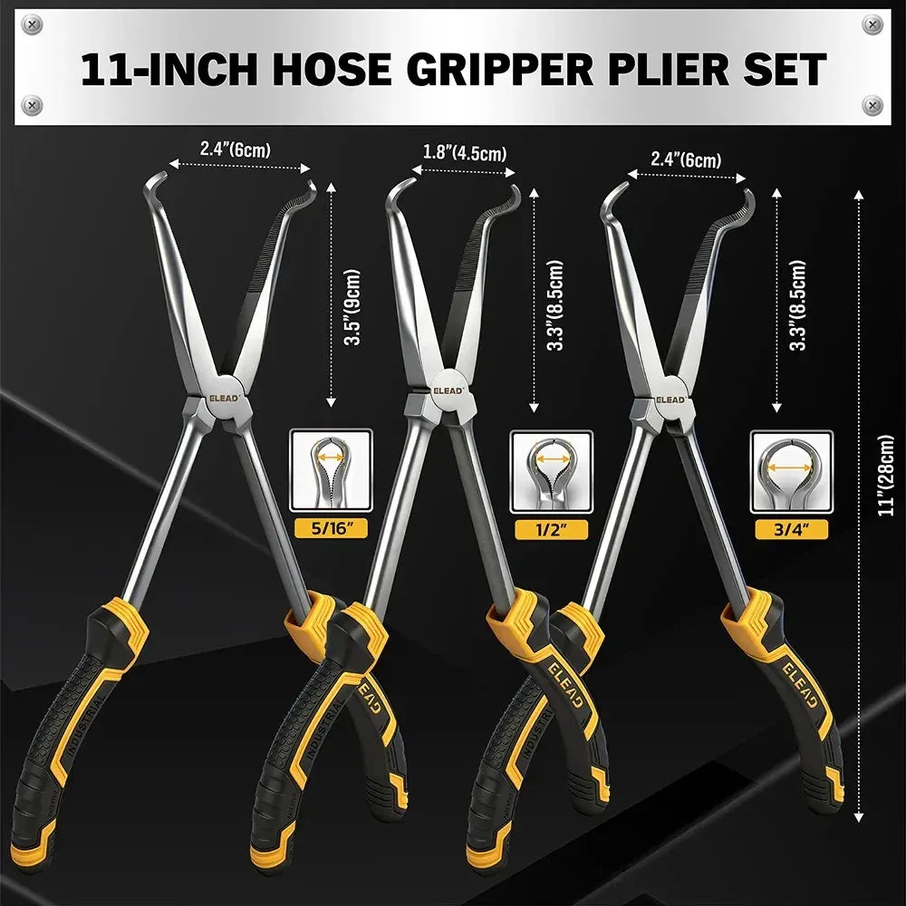 ELEAD 3PCS 11" Hose Gripper Pliers Long Reach Spark Plug Boot w/ Magnetic Racks - Image 2