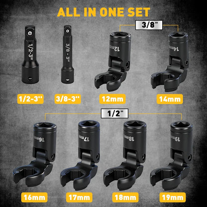 ELEAD 8PCS Flex Head Crowfoot Line Wrench Set Metric Flare Nut Wrench Set CR-V - Image 2