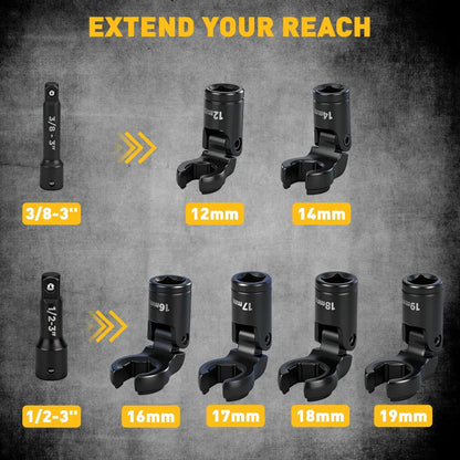 ELEAD 8PCS Flex Head Crowfoot Line Wrench Set Metric Flare Nut Wrench Set CR-V - Image 6