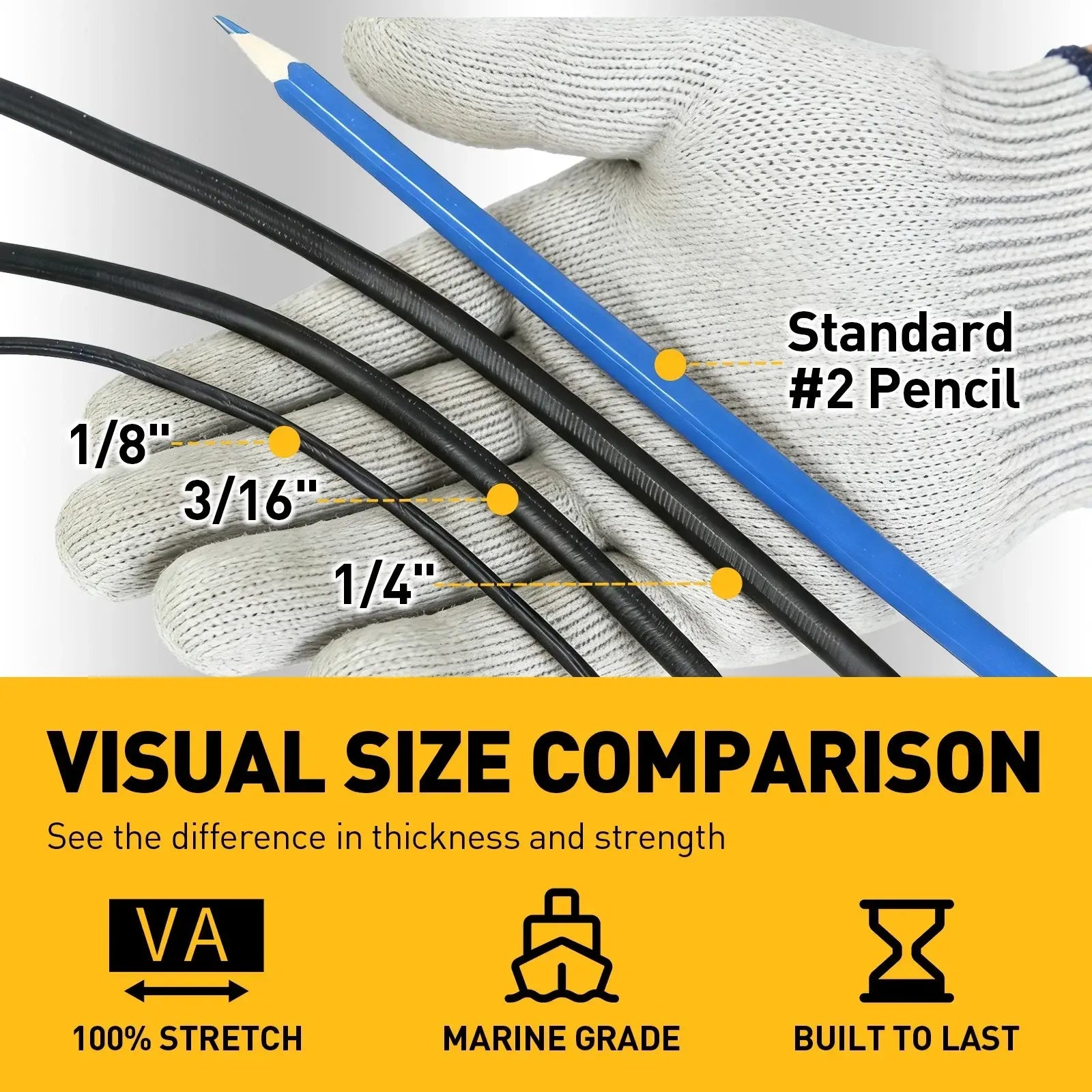 ELEAD 3/16" x 110FT Heavy Duty Bungee Cord Roll 5mm Marine Grade Shock Cord - Image 4