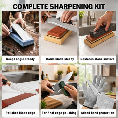 Elead 10pcs Knife Sharpening Stone Kit 400/1000 3000/8000 Grit Whetstone Set - Image 6