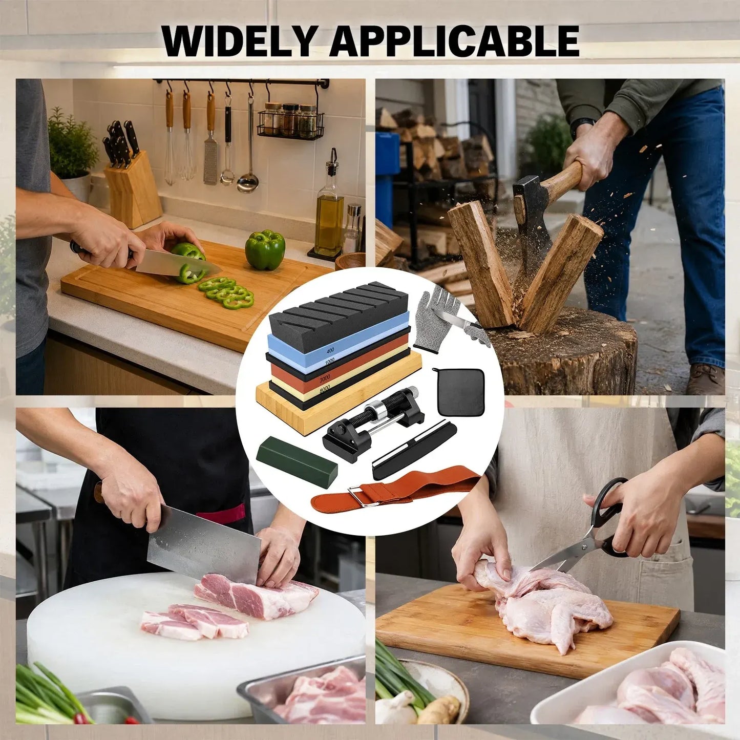 Elead 10pcs Knife Sharpening Stone Kit 400/1000 3000/8000 Grit Whetstone Set - Image 8