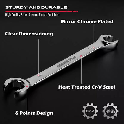 12-Piece Flare Nut Spanner Set Teflon Tape Metric & SAE Brake Line Repairing - Image 4