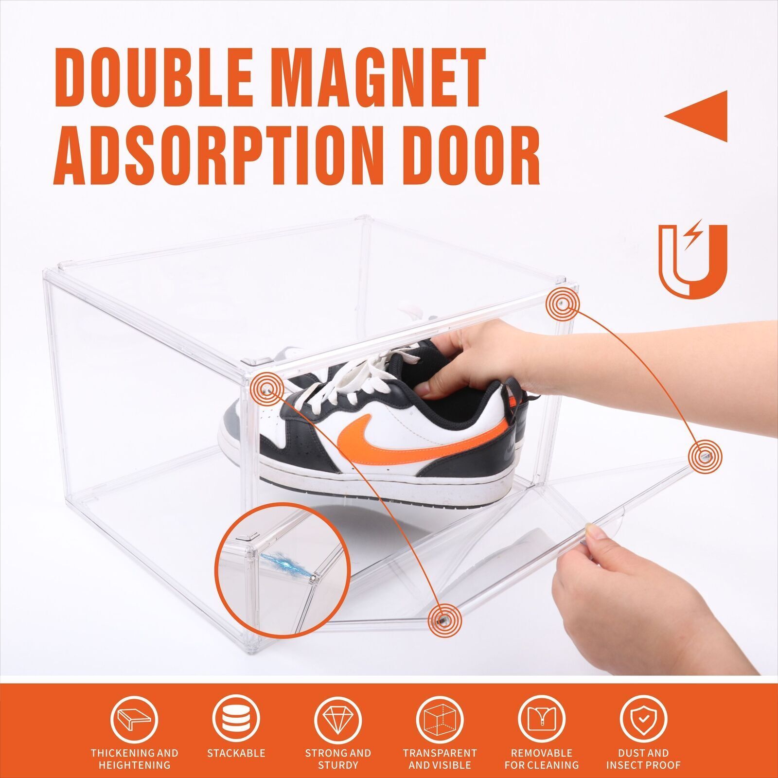 5PC  Stackable Shoe Display Box Hard Acrylic Sneaker Storage Containers Case - Image 3