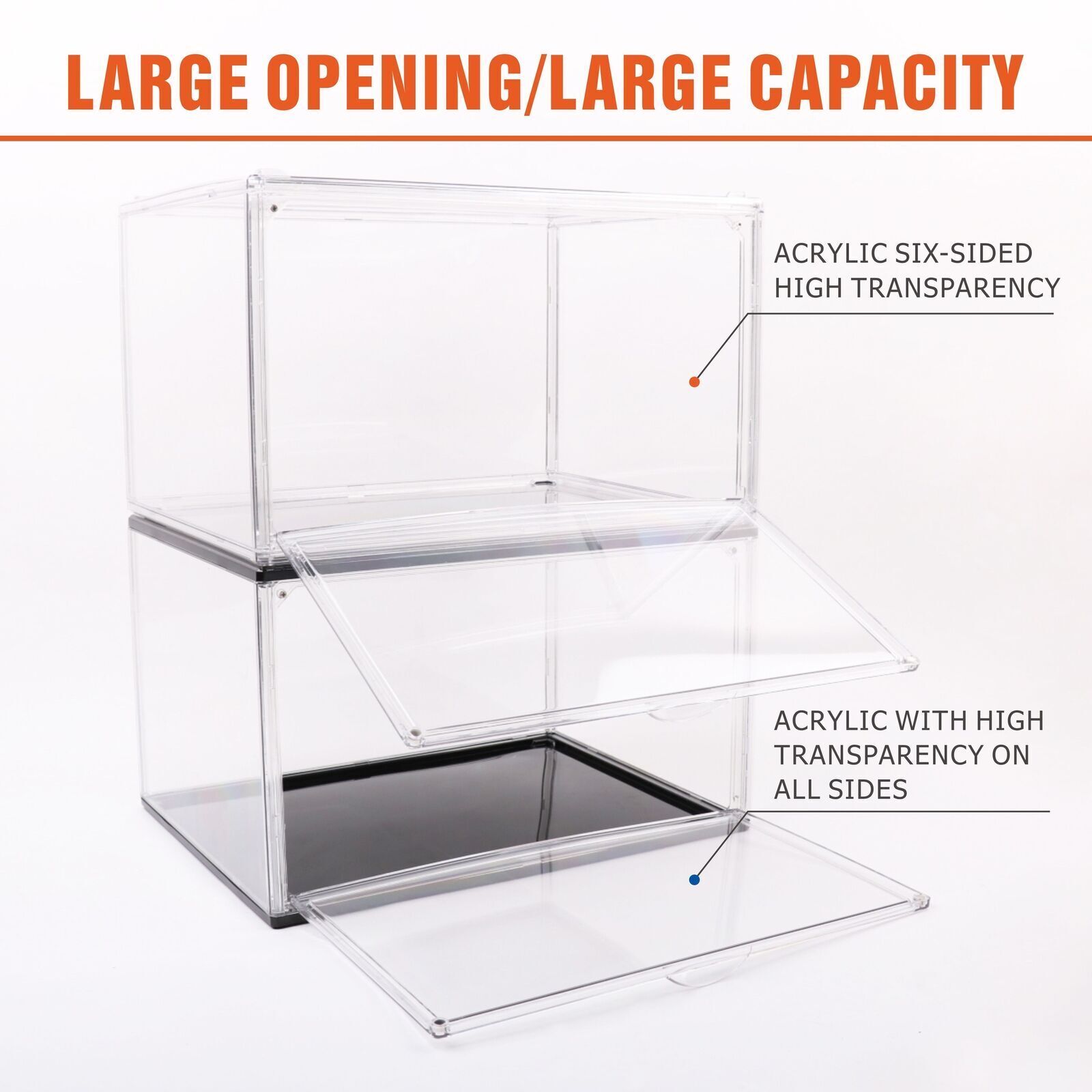 5PC  Stackable Shoe Display Box Hard Acrylic Sneaker Storage Containers Case - Image 5