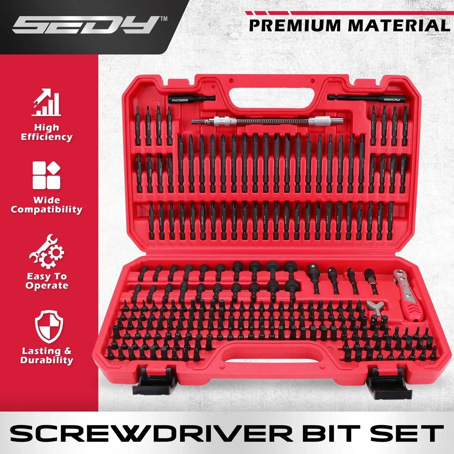 SEDY 235PC Screwdriver Bit Set Ratchet Handle Holders Security Bits Nut Drivers