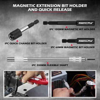 SEDY 235PC Screwdriver Bit Set Ratchet Handle Holders Security Bits Nut Drivers - Image 5