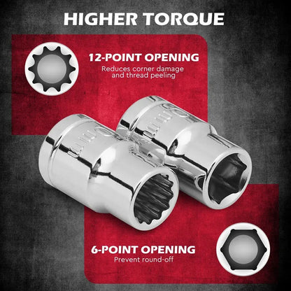 SEDY 12Pc 10mm Socket Set 1/4" 3/8" Drive Magnetic Organizer Tool Extension Bar - Image 4