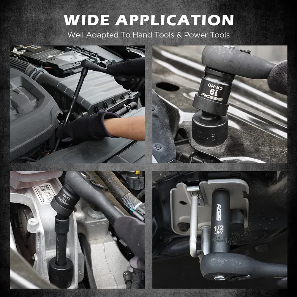 71-Pieces 3/8" Drive Master Impact Socket Set SAE Metric Universal Joint Adapter - Image 9