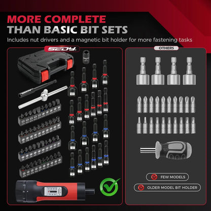 SEDY 64Pcs Torque Screwdriver Set 10-70 in-lb S2 Bits Magnetic Nut Driver Kit - Image 9
