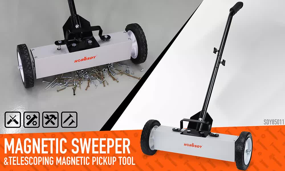 18Inch Magnetic Pick Up Sweeper With Wheels 45LBS Lawn Sweeper Roofing Tools - Image 2