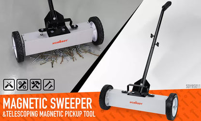 18Inch Magnetic Pick Up Sweeper With Wheels 45LBS Lawn Sweeper Roofing Tools - Image 2