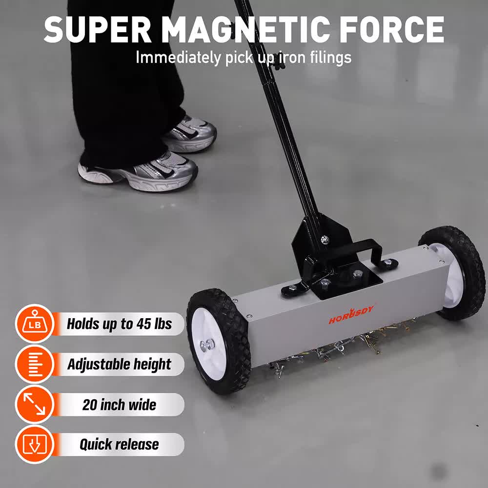 18Inch Magnetic Pick Up Sweeper With Wheels 45LBS Lawn Sweeper Roofing Tools - Image 4
