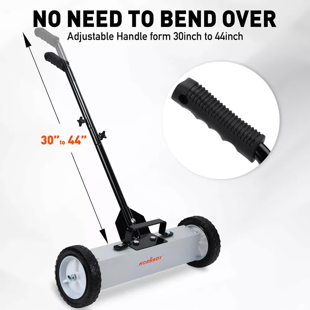 18Inch Magnetic Pick Up Sweeper With Wheels 45LBS Lawn Sweeper Roofing Tools - Image 5