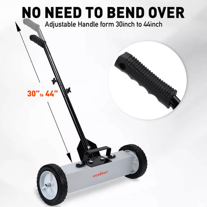 18Inch Magnetic Pick Up Sweeper With Wheels 45LBS Lawn Sweeper Roofing Tools - Image 5