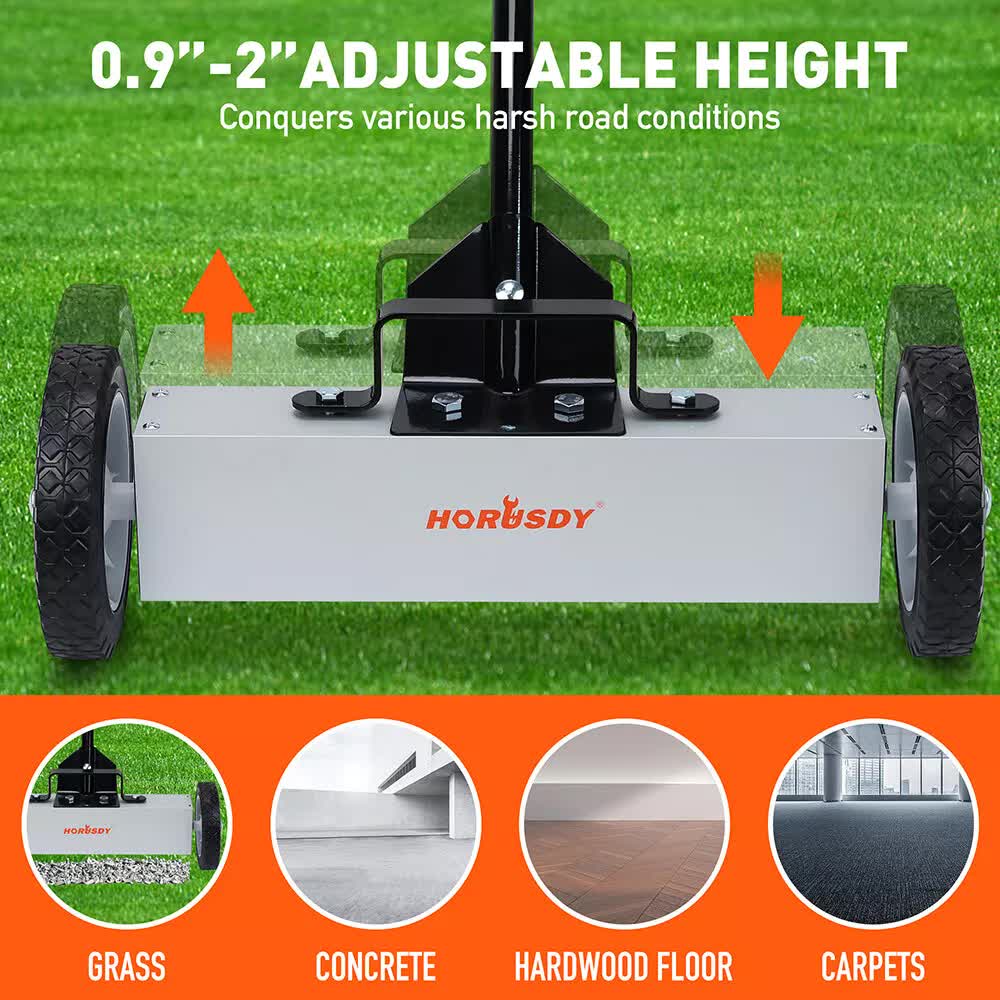 18Inch Magnetic Pick Up Sweeper With Wheels 45LBS Lawn Sweeper Roofing Tools - Image 6