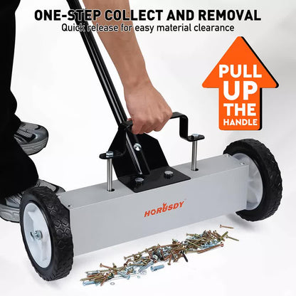 18Inch Magnetic Pick Up Sweeper With Wheels 45LBS Lawn Sweeper Roofing Tools - Image 8