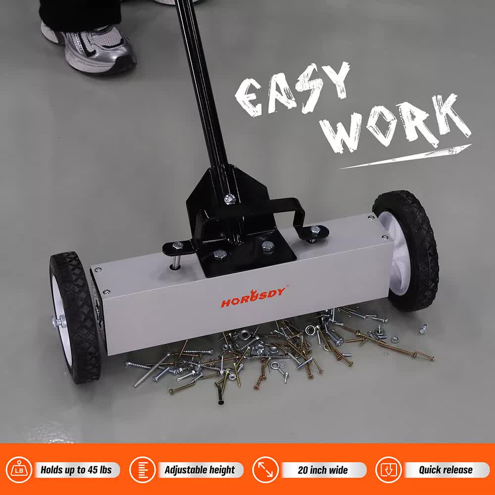 18Inch Magnetic Pick Up Sweeper With Wheels 45LBS Lawn Sweeper Roofing Tools - Image 9