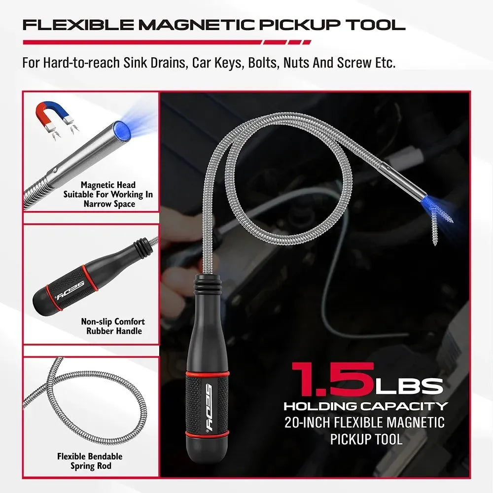 SEDY 6Pcs Magnetic Tray Pick-Up Tool Set Flexible Telescoping Auto Repair - Image 4