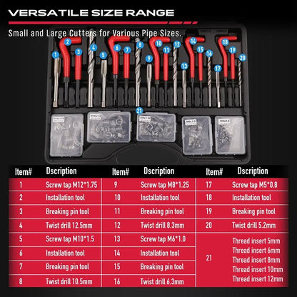 SEDY 320Pcs Helicoil Thread Repair Kit SAE Metric HSS Drill Bits Thread Restorer - Image 5