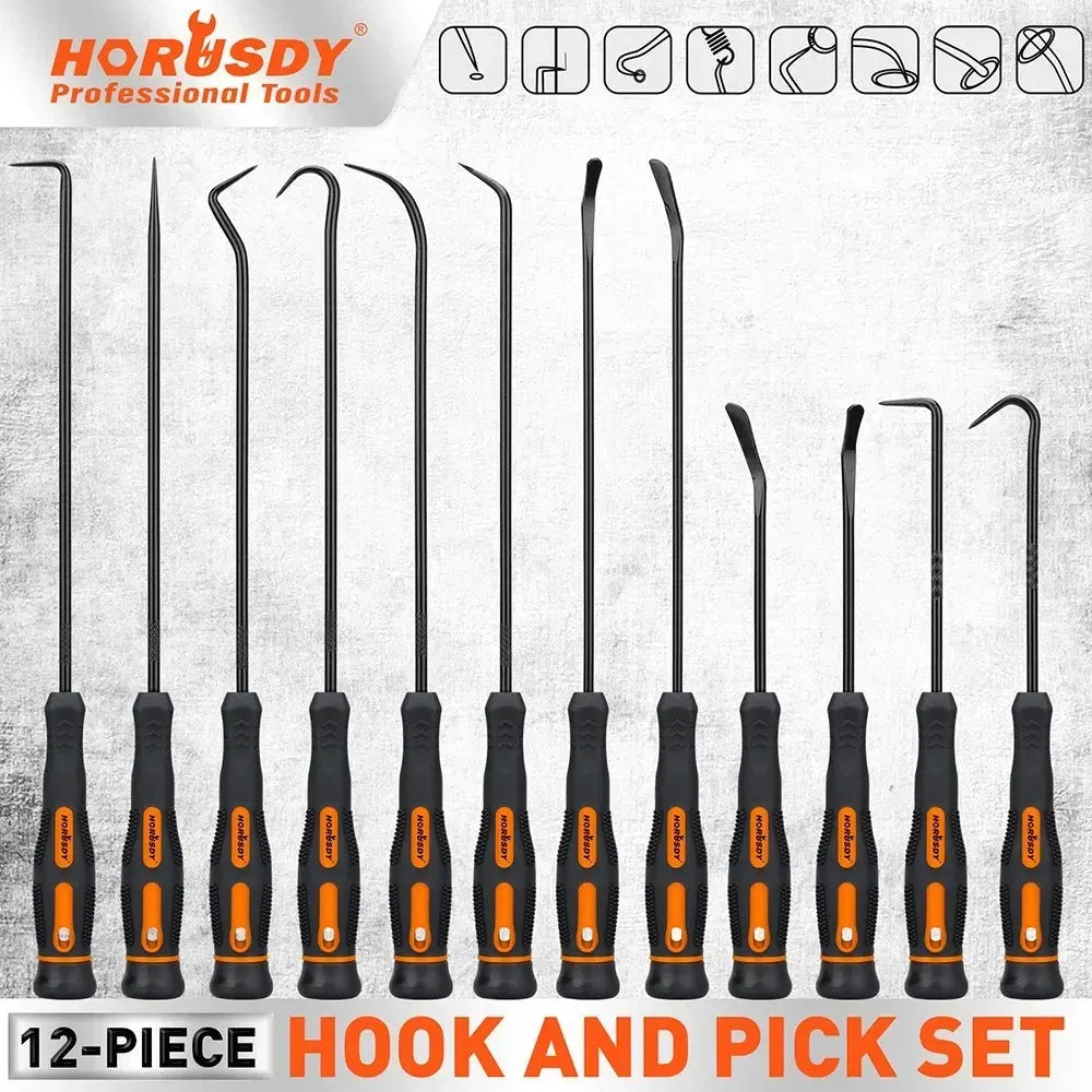 HORUSDY 12Pc Precision Hook and Pick Set O-Ring Seal Remover Hooks Puller Tool
