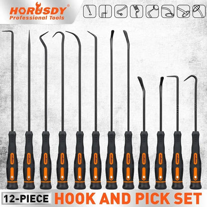HORUSDY 12Pc Precision Hook and Pick Set O-Ring Seal Remover Hooks Puller Tool