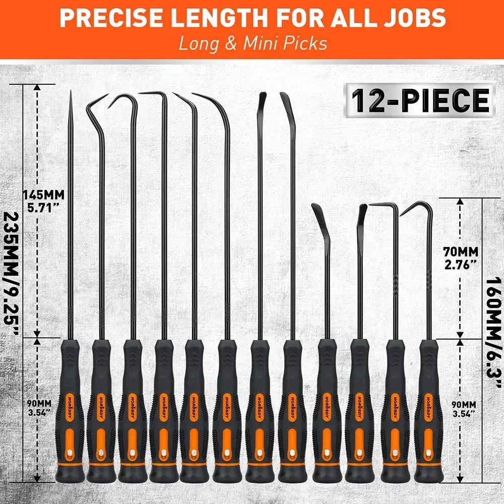 HORUSDY 12Pc Precision Hook and Pick Set O-Ring Seal Remover Hooks Puller Tool - Image 2
